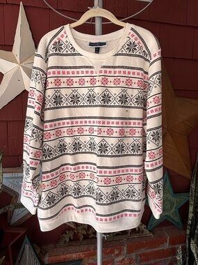 NWT Y2K Karen Scott White Snowflake Print Fleece Women’s Plus Size 1X